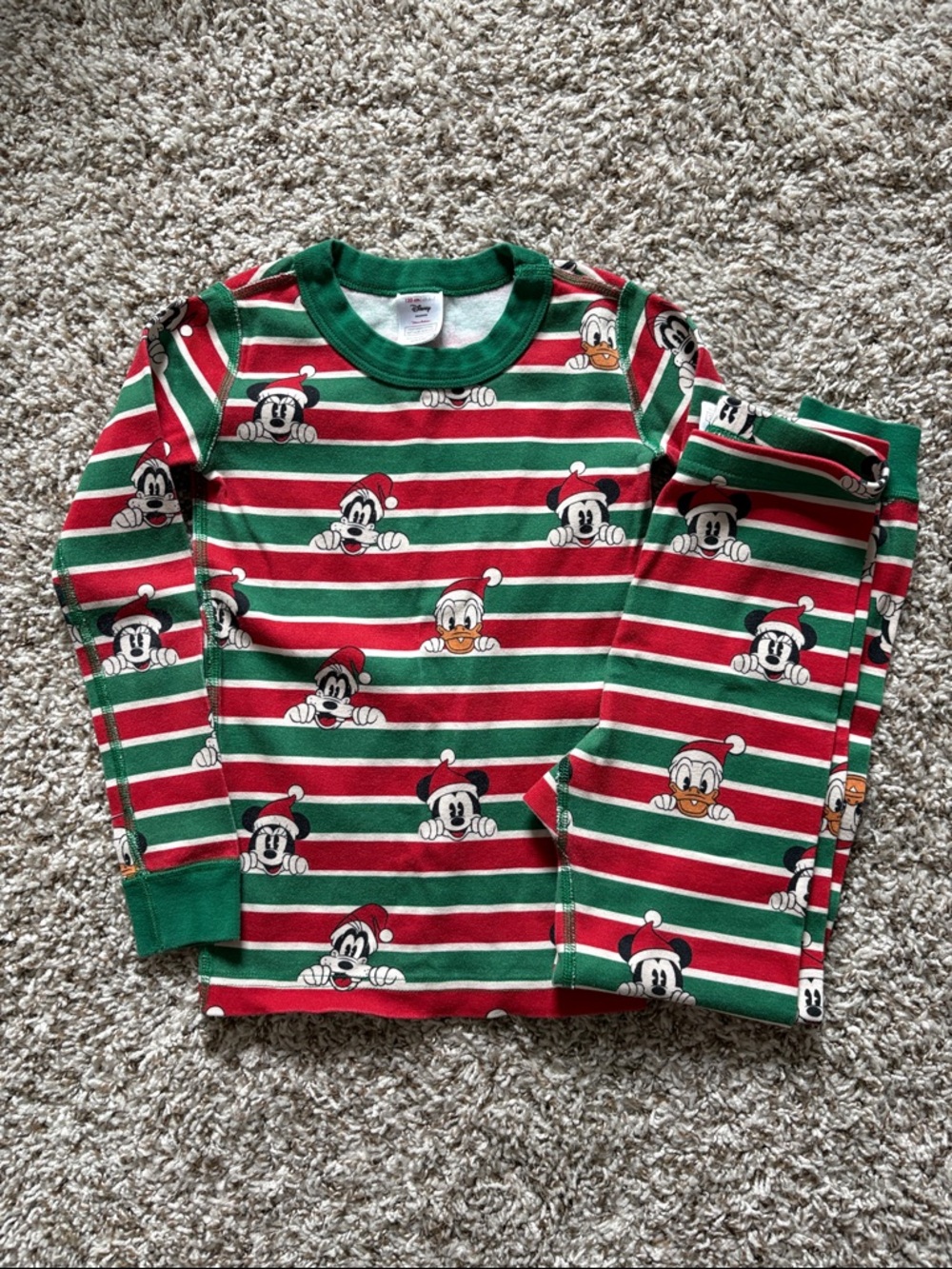 Hanna Andersson Holiday Stripe Pajama Set with Mickey & Friends